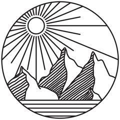 Minimalist Mountain Line Art Vector Illustration