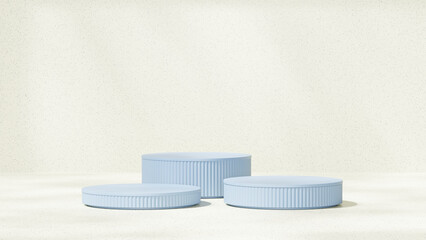 Fototapeta na wymiar 3D rendering image illustration of empty space podium display for product mockup light blue