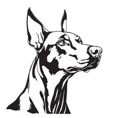 Vector hand drawn doberman dog vintage illustration