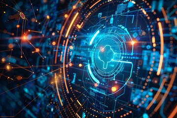 Obraz premium Produce a captivating visual of a digital breach being thwarted by advanced cyber security measures