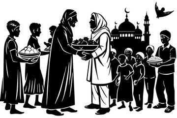 Eid festival silhouette vector art illustration