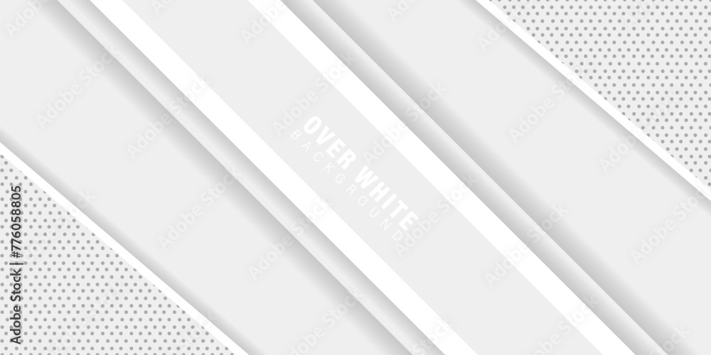 Poster abstract over white background, minimal geometric vector background. dynamic white shapes with gray 