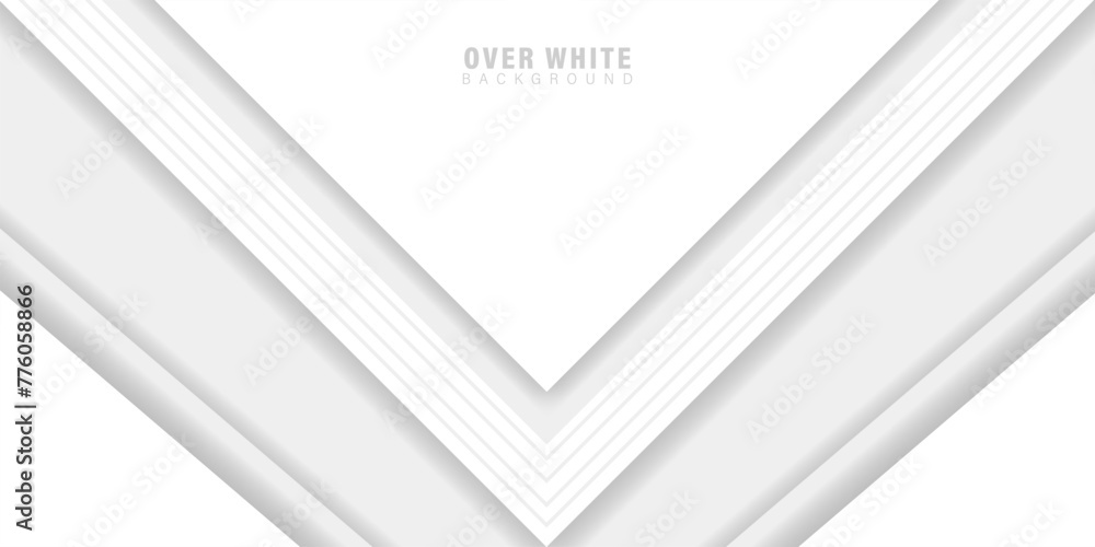 Poster abstract over white background, minimal geometric vector background. dynamic white shapes with gray 