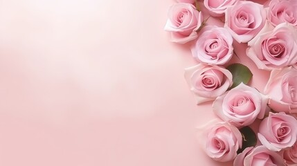 Obraz na płótnie Canvas Blush pink roses on solid background