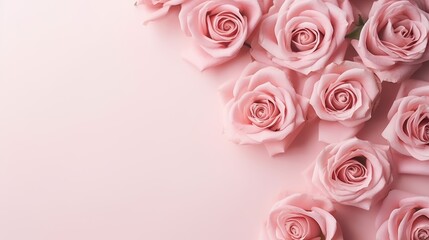 Blush pink roses on solid background