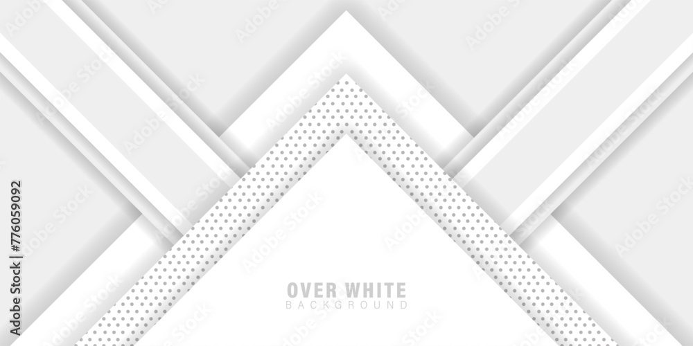 Poster abstract over white background, minimal geometric vector background. dynamic white shapes with gray 