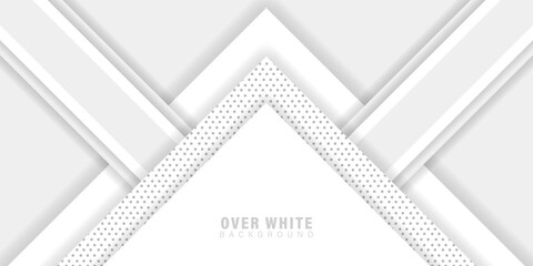 abstract over white background, Minimal geometric vector background. Dynamic white shapes with gray lines figures