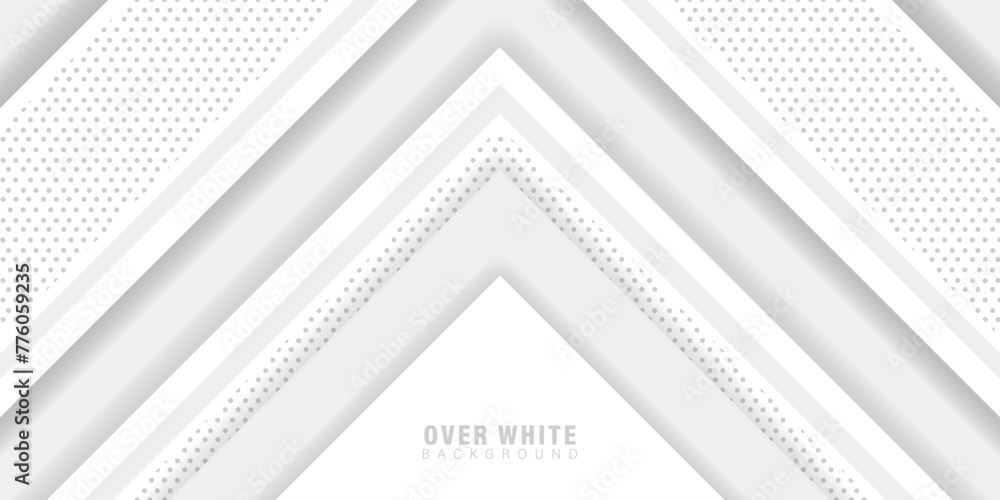 Poster abstract over white background, minimal geometric vector background. dynamic white shapes with gray 