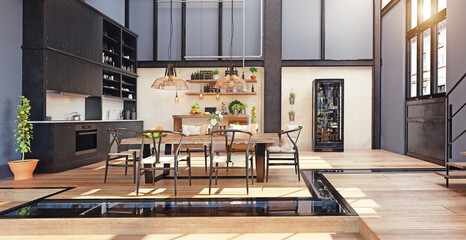 modern domestic kitchen interior. - 776059292