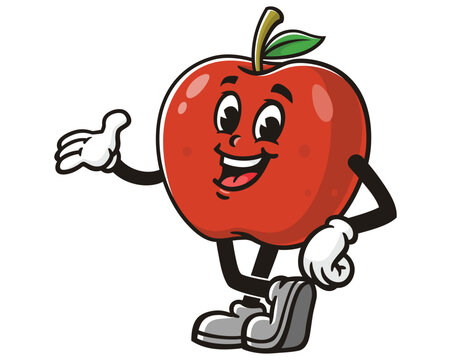 Apple cartoon mascot illustration character vector clip art hand drawn