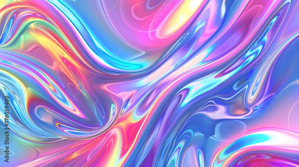 Poster captivating holographic wave:a dynamic 3d gradient design in vibrant kaleidoscopic colors