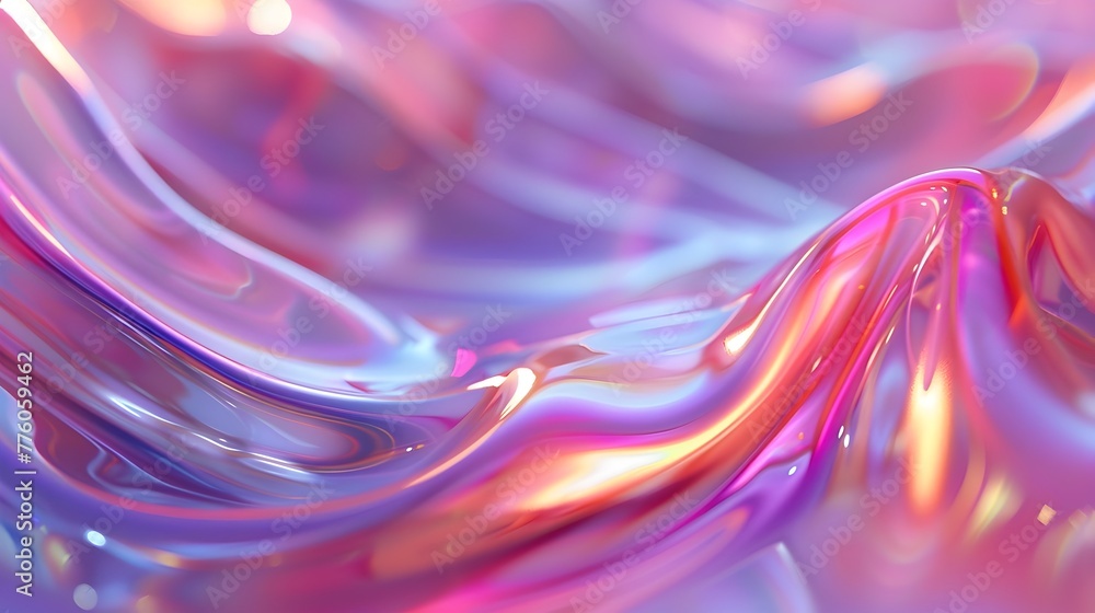 Poster shimmering holographic waves of iridescent fluid motion and light,a dynamic 3d render embodying colo