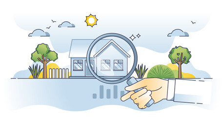 Home energy audit and house heating efficiency inspection outline concept, transparent background. Insulation check for sustainable and nature friendly property condition evaluation illustration.