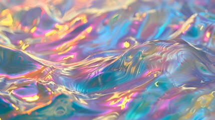 Mesmerizing Holographic Waves of Iridescent Hues Undulating in a 3D Digital Space