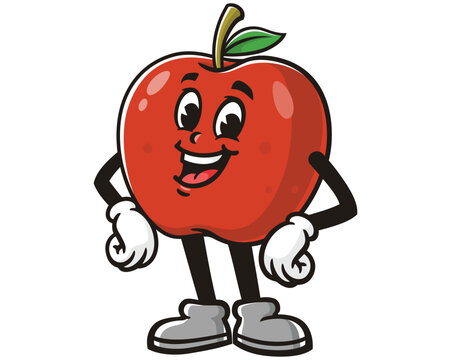 Apple laugh cartoon mascot illustration character vector clip art hand drawn
