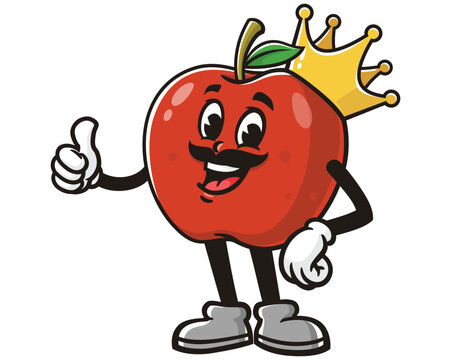 Apple King cartoon mascot illustration character vector clip art hand drawn