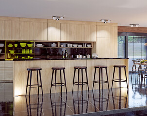 modern domestic kitchen interior. - 776060279