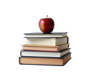 Book with apple with back to school concept on transparent background
