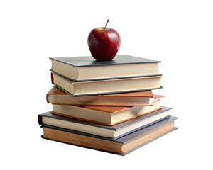 Book with apple with back to school concept on transparent background