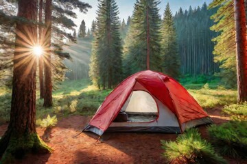 Fireplace during rest near tent at night