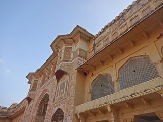 architecture inside Amber Fort ( Amer fort ) , Jaipur, Rajasthan, India