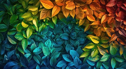 Colorful background of assorted leaves, evoking the beauty of nature and the changing seasons.
