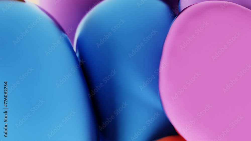 Poster 3d rendering abstract art animation with 3d colorful moving sphere. 3d render smooth animation