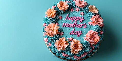 beautifuly decorated cake with sign "Mother's Day" on it