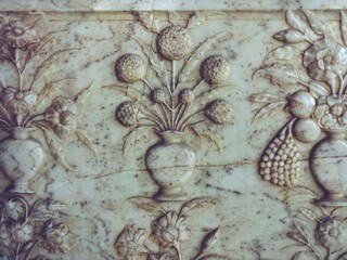 Bas-relief with floral ornament in Amer palace ,(amber palace )  Jaipur, Rajasthan, India

