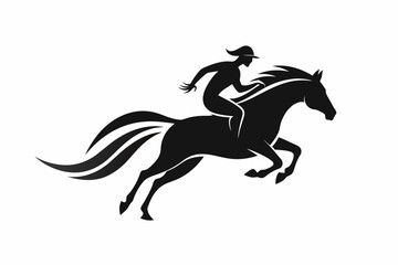 Obraz na płótnie Canvas horse jumping logo, a horse and rider jumping silhouette black vector illustration