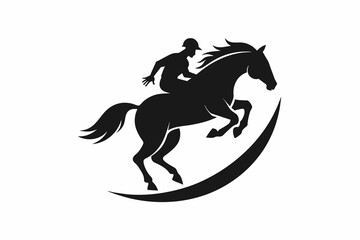 Obraz na płótnie Canvas horse jumping logo, a horse and rider jumping silhouette black vector illustration
