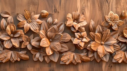 Wooden background with floral pattern.