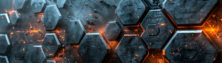Space habitat with hexagonal modular units, representing efficient space colonization and habitat design , sci-fi tone, technology