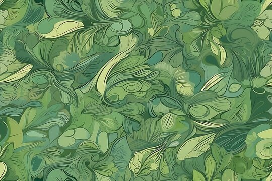 Seamless pattern with leaves in green colors. 
