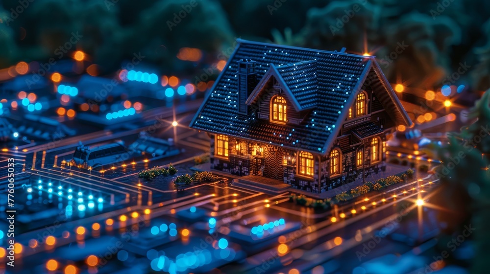 Poster Smart home, IOT phone application settings. Programming scenarios for smart home operation. Smart home system development. Engineering, coding on laptops of IOT devices in smart home networks.
