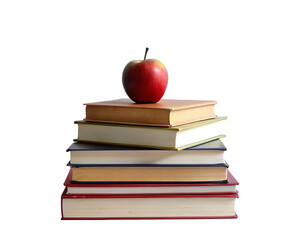 Book with apple with back to school concept on transparent background