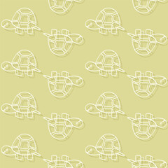 Vector seamless pattern with turtle.Tropical jungle cartoon creatures.Pastel animals background.Cute natural pattern for fabric, childrens clothing,textiles,wrapping paper.