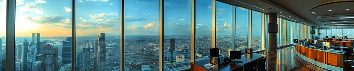Fototapeta premium Explore the ViewStunning Sky-high Office Panorama
