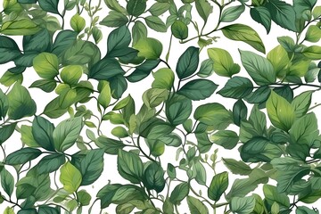 Fototapeta na wymiar Seamless pattern with leaves in green colors. 
