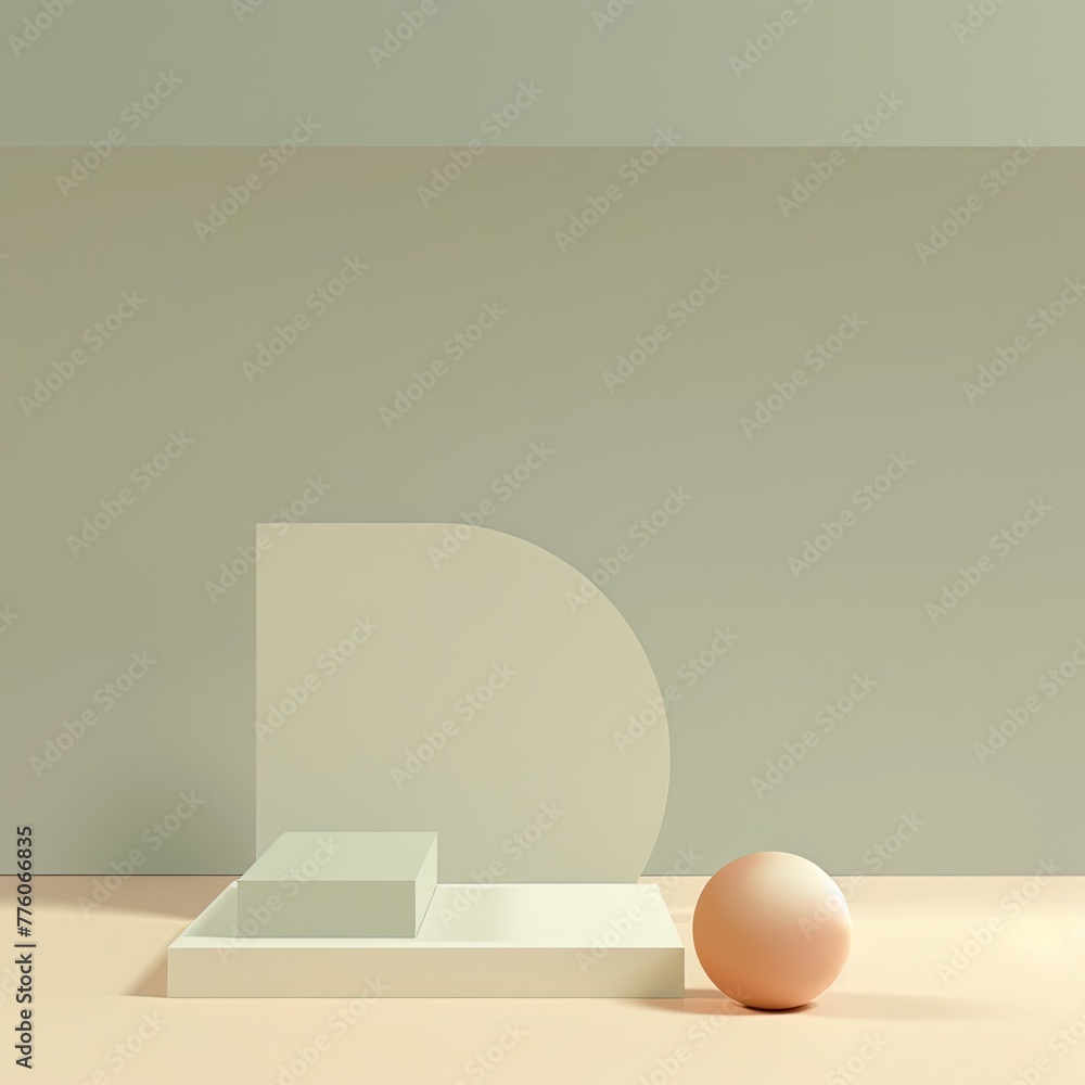 Poster a clean minimalist background with a single geometric shape centered on a muted color field
