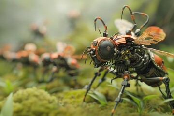 A squad of bio-mechanical insects designed for pollination in areas where bee populations have declined