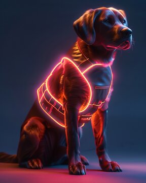 Reflective safety vest for pets, ensuring they are visible during night walks or in low light conditions, high visibility and protective , sci-fi tone