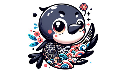 Fototapeta premium タトゥーの入ったカラス | Crow with a tattoo | Generative Ai