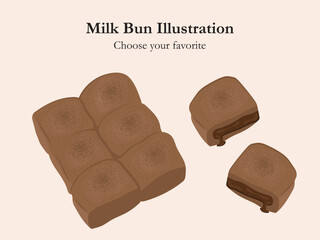 milk bun vector thailand bread illustration japanese homemade sweet bake cake bun bakery indonesia