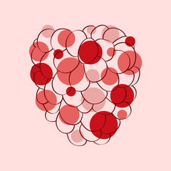 Hand-painted circles of raspberry in various sizes are neatly arranged on a vibrant pink background. The circles vary in shades of raspberry, creating a visually pleasing pattern against the backdrop