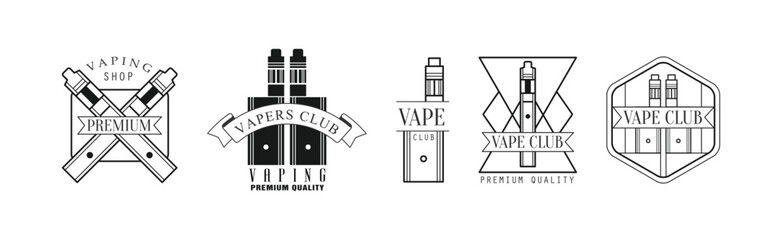 Vape Club Badge and Label Design Vector Set