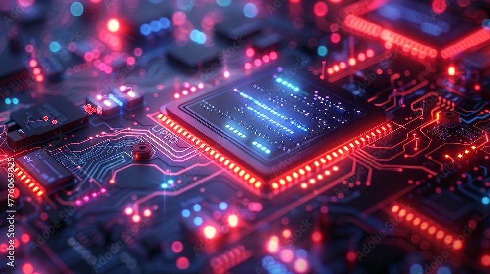 Poster The process of developing software for laptops, phones, and tablets. Programming, coding apps. Computer technology banner. 3D rendering.