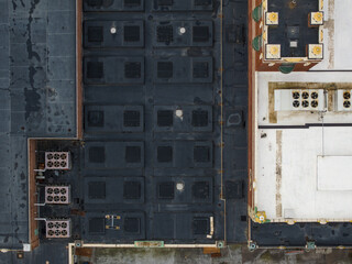 Old warehouse rooftop from above