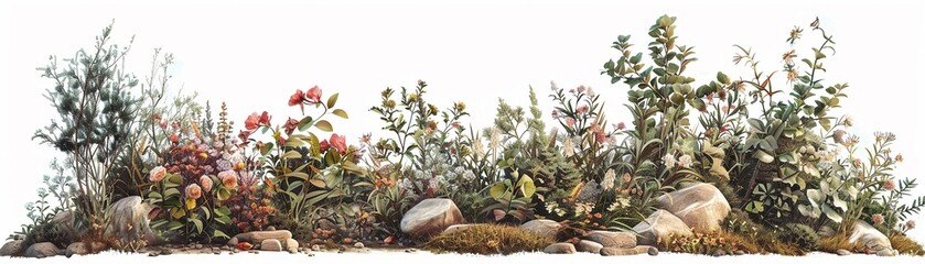 Climatespecific flora, botanical illustration, educational use, detailed adaptations and environment interactions, informative and ecological , hyper realistic