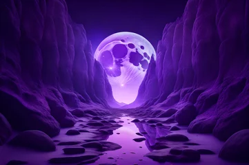 Rollo purple color abstract landscape view of moon background wallpaper © Ivanda